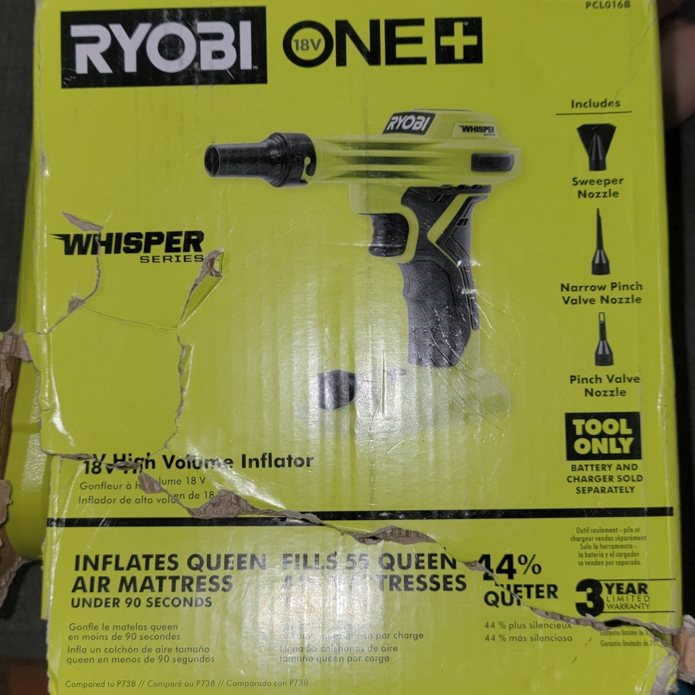 2 Box RYOBI ONE+ 18V Whisper High Volume Inflator - Yellow/Black (Two Boxes) - Picture 13 of 16